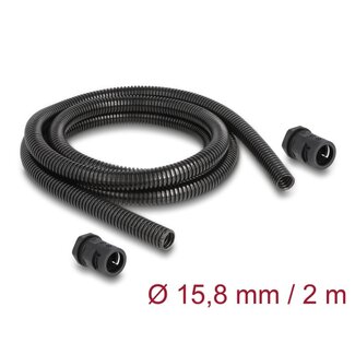 DeLOCK Delock Cable protection sleeve 2 m x 15.8 mm with 2 x PG11 conduit fitting set black