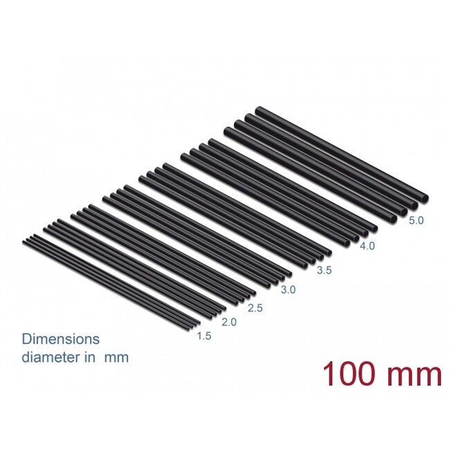 Delock Heat Shrink Tube Set 100 mm 28 pieces black