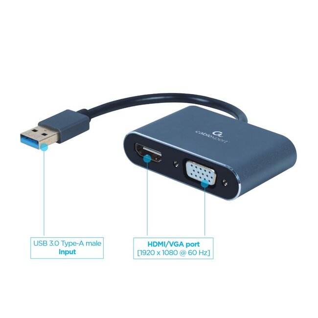 USB naar HDMI + VGA beeldschermadapter, space grey