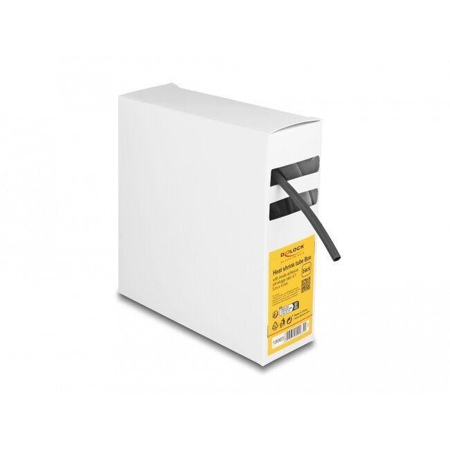 Delock Heat shrink tube Box, with inside adhesive, shrinkage ratio 4:1, 5 m x 4 mm black