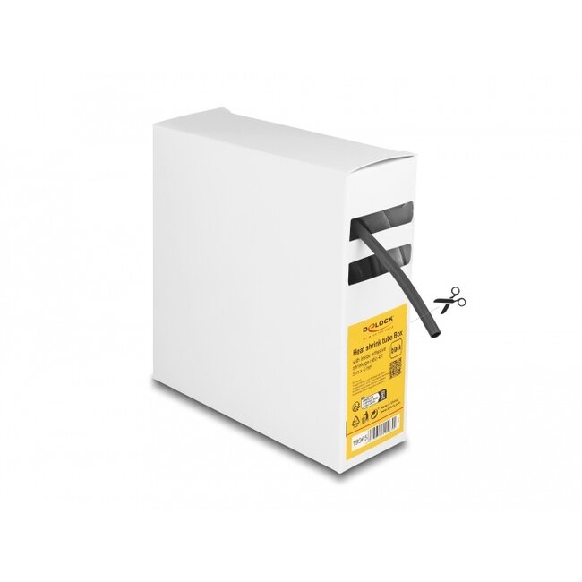 Delock Heat shrink tube Box, with inside adhesive, shrinkage ratio 4:1, 5 m x 4 mm black