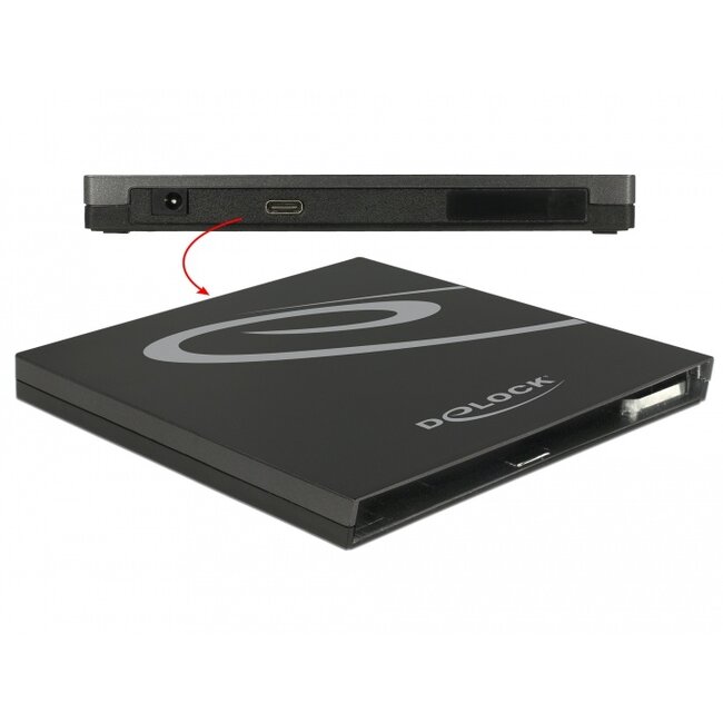 Delock External Enclosure for Ultra Slim SATA Drives 9.5 mm > USB Type-C™ female