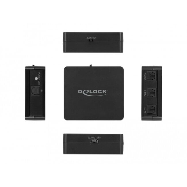 Delock S/PDIF TOSLINK Switch 1 In 3 Out with USB Powered