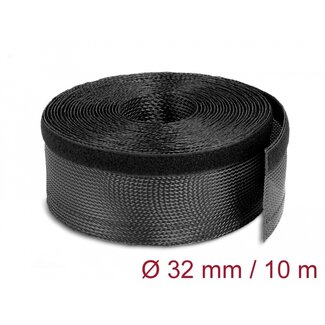DeLOCK Delock Braided Sleeving with Hook-and-Loop Fastener 10 m x 32 mm black