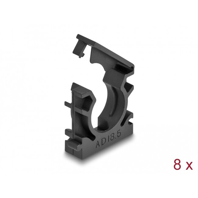 Delock Cable sleeve holder with locking clip 18.5 mm 8 pieces black