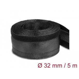 DeLOCK Delock Braided Sleeving with Hook-and-Loop Fastener 5 m x 32 mm black