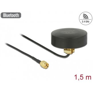 DeLOCK Delock WLAN 802.11 b/g/n Antenna RP-SMA plug 2 dBi fixed omnidirectional with connection cable RG-174 1.5 m outdoor black