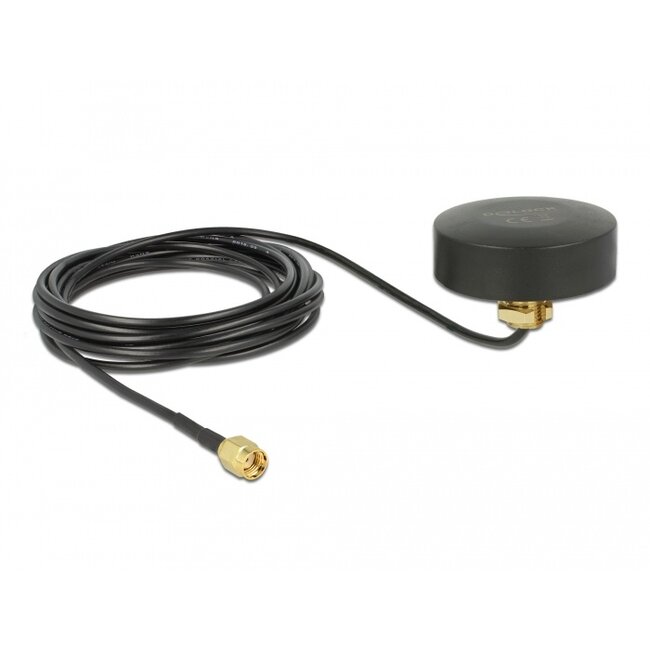 Delock WLAN 802.11 b/g/n Antenna RP-SMA plug 2 dBi fixed omnidirectional with connection cable RG-174 1.5 m outdoor black