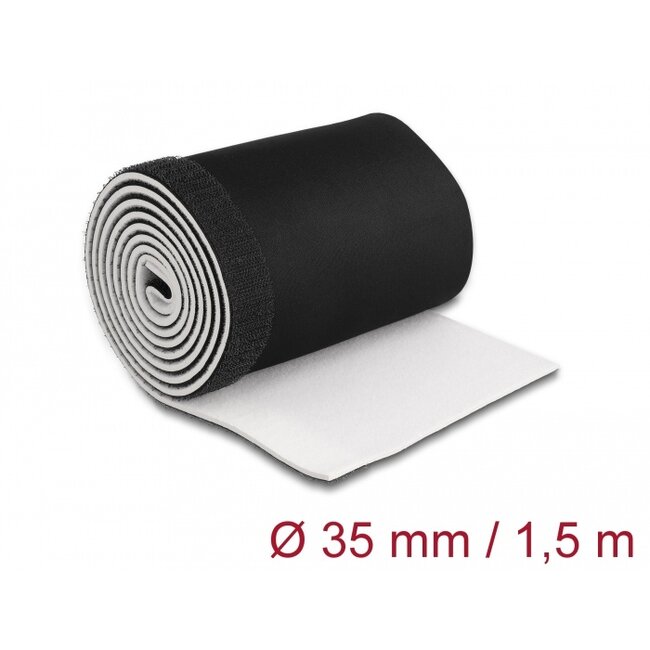 Delock Cable sleeve neoprene flexible with hook-and-loop fastener 1.5 m x 135 mm black / white