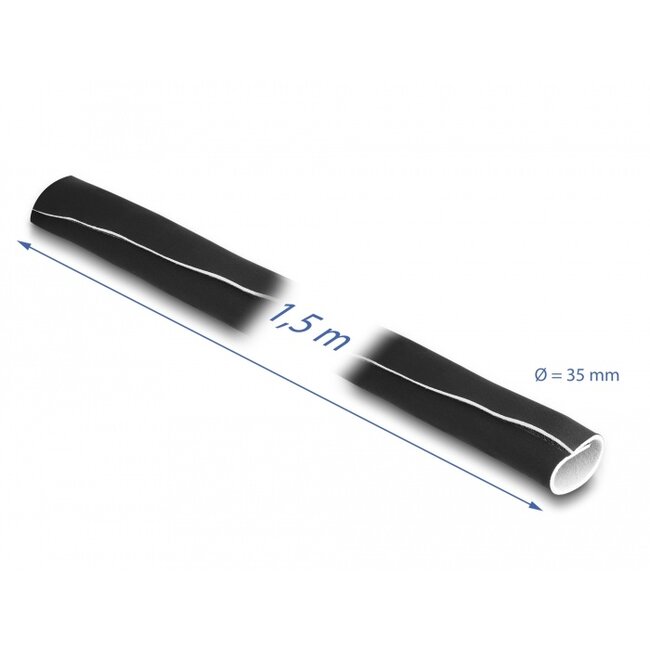 Delock Cable sleeve neoprene flexible with hook-and-loop fastener 1.5 m x 135 mm black / white