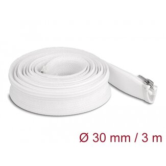 DeLOCK Delock Braided Sleeve with zip fastener heat-resistant 3 m x 30 mm white