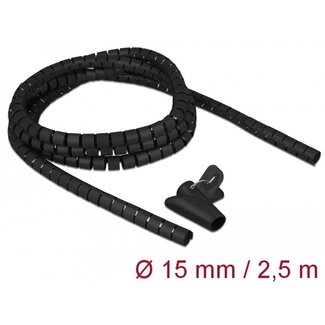 DeLOCK Delock Spiral Hose with Pull-in Tool 2.5 m x 15 mm black