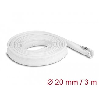 DeLOCK Delock Braided Sleeve with zip fastener heat-resistant 3 m x 20 mm white