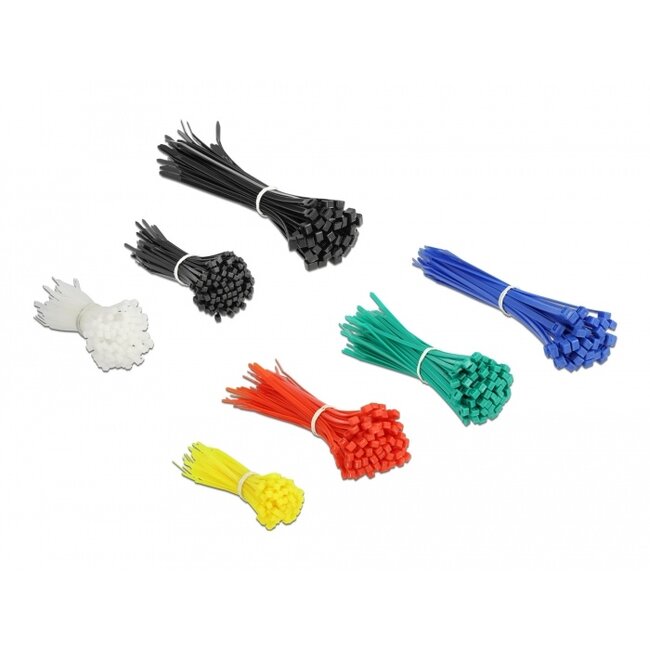 Delock Cable tie assortment box 600 pieces assorted colours