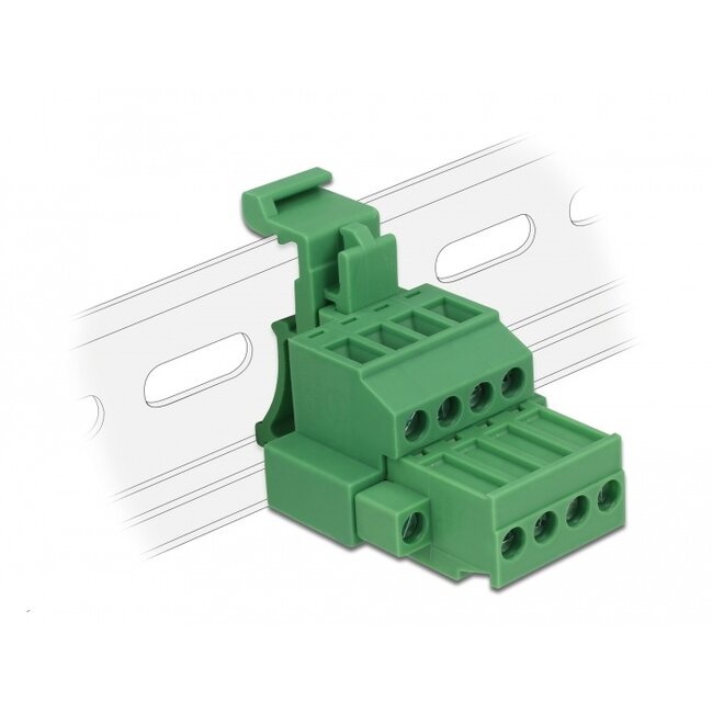 Delock Terminal block set for DIN rail 4 pin with screw lock