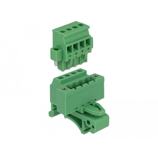 Delock Terminal block set for DIN rail 4 pin with screw lock