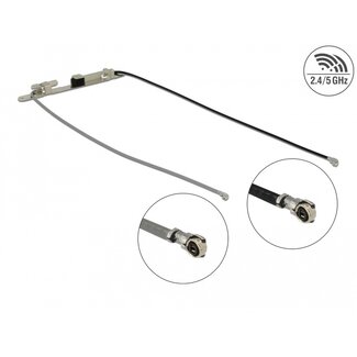 DeLOCK Delock WLAN Twin Antenna 2 x I-PEX Inc., MHF® 4L plug 802.11 ac/a/h/b/g/n 1.12 - 3.18 dBi 1.13 36 cm internal screw mounting or self adhesive