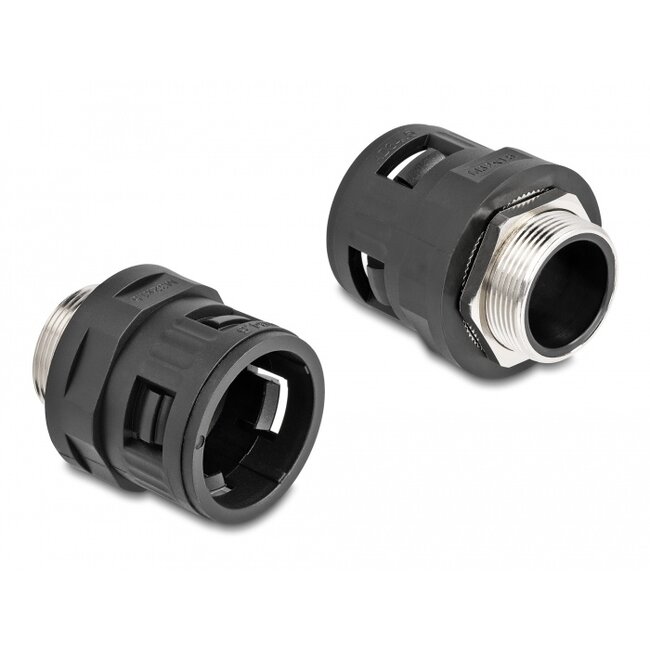 Delock Conduit Fitting with brass external thread M32 black 2 pieces