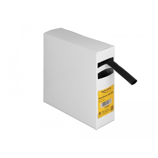 Delock Heat shrink tube Box, with inside adhesive, shrinkage ratio 3:1, 5 m x 12.7 mm black