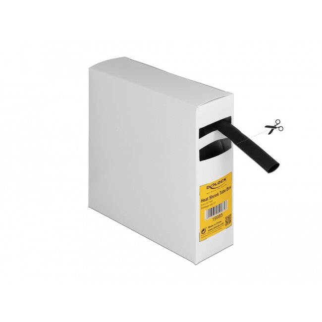 Delock Heat shrink tube Box, with inside adhesive, shrinkage ratio 3:1, 5 m x 12.7 mm black