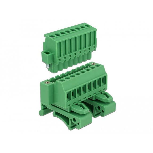Delock Terminal block set for DIN rail 8 pin with screw lock