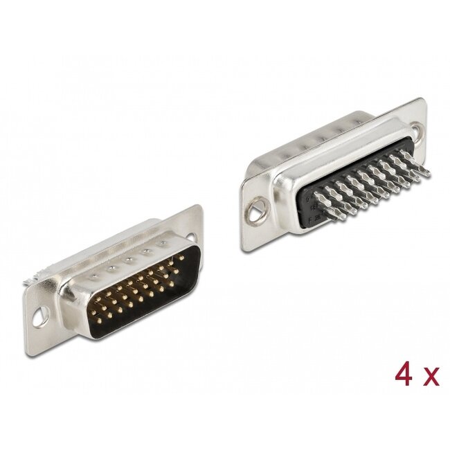 Delock D-Sub HD 26 pin male metal, solder version, 4 pieces
