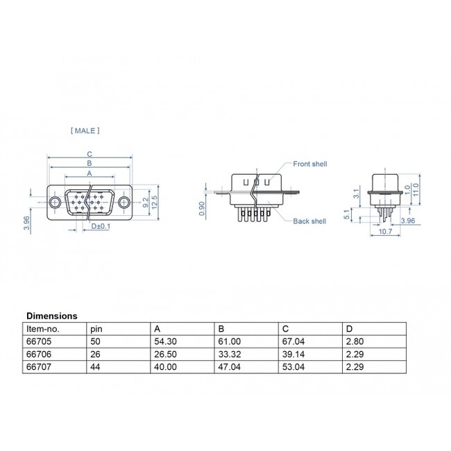 Delock D-Sub HD 26 pin male metal, solder version, 4 pieces