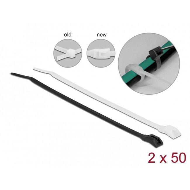 Delock Cable tie with flat head L 205 x W 2.5 mm 100 pieces