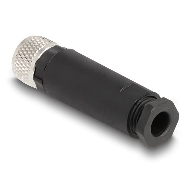 Delock M8 Connector A-coded 3 pin female for mounting with screw connection