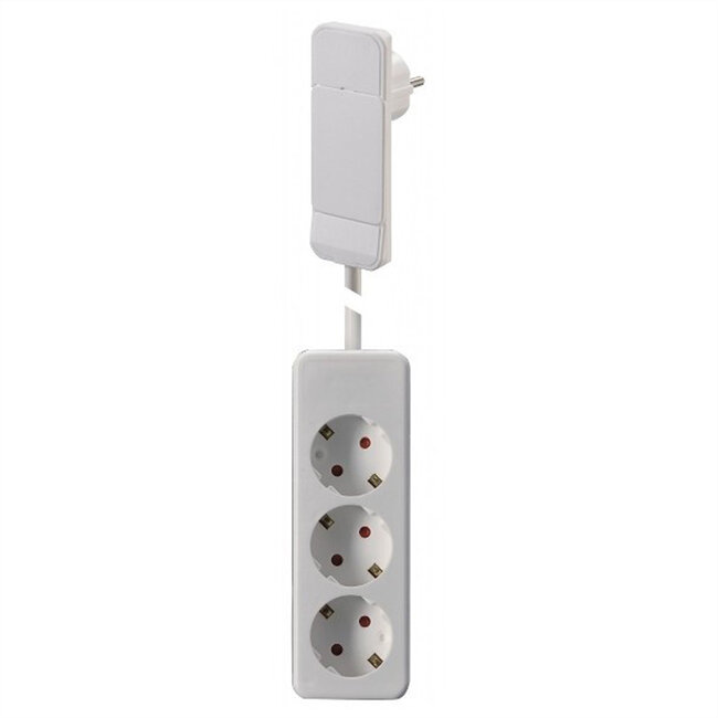 BACHMANN SmartPlug platte connector, met 3x geaarde stekkerdoos, wit, 1,6 m