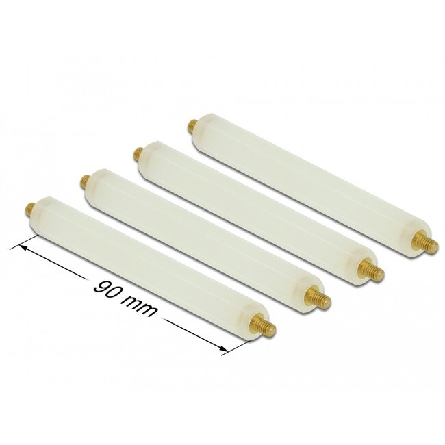 Delock Standoff M4 x M4, hexagon, outside / outside, 90 mm natural 4 pcs