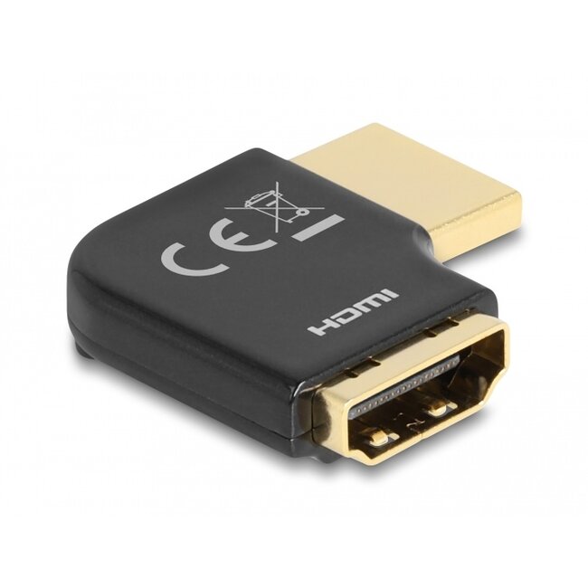 Delock HDMI Adapter male to female 90° left angled 8K 60 Hz metal