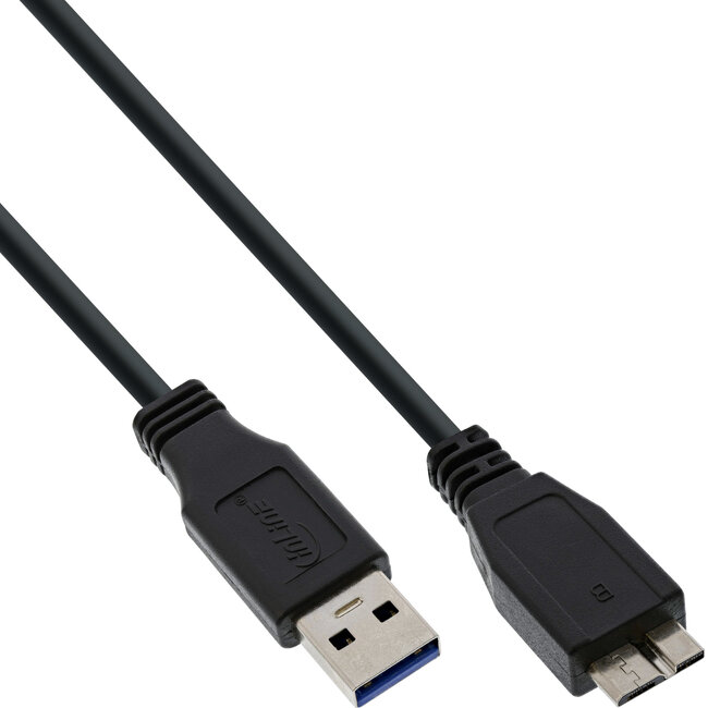 InLine® USB 3.0 kabel, AM / Micro BM, zwart, 0.3m