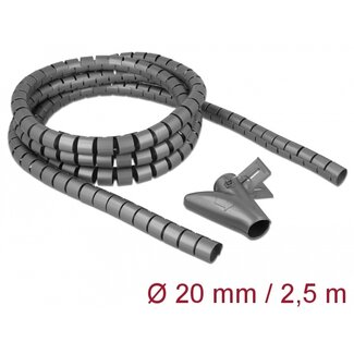DeLOCK Delock Spiral Hose with Pull-in Tool 2.5 m x 20 mm grey