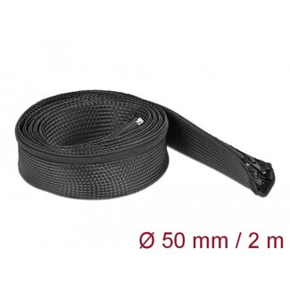 DeLOCK Delock Braided Sleeve with zip fastener heat-resistant 2 m x 50 mm black