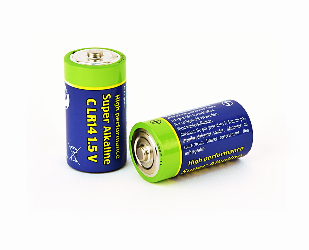 Gembird EG-BA-LR14-01. Type accu/batterij: Wegwerpbatterij, Batterijformaat: LR14, Energie-opslagtechnologie accu/batterij: Alkaline. Hoogte: 49,5 mm, Diameter: 2,55 cm, Gewicht: 6