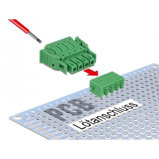 Delock Terminal block set for PCB 4 pin 3.81 mm pitch horizontal