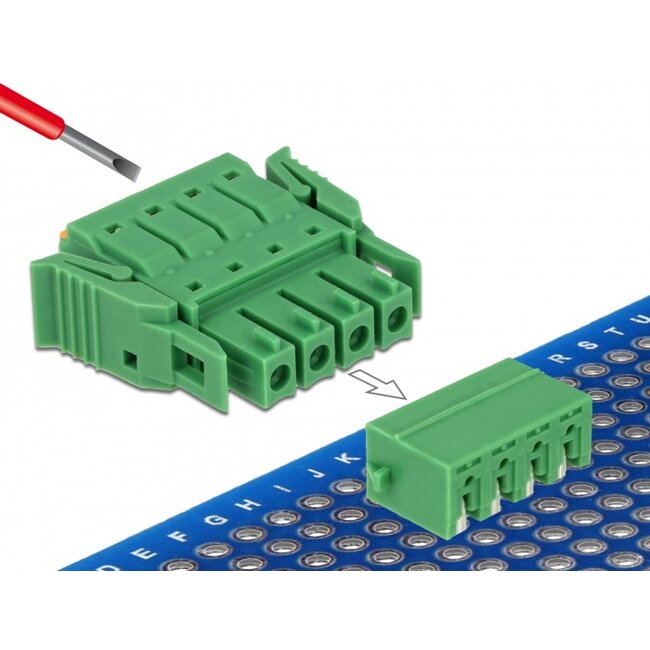 Delock Terminal block set for PCB 4 pin 3.81 mm pitch horizontal