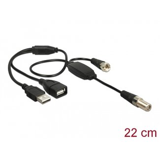 DeLOCK Delock Antenna Cable F Jack > F Plug with phantom power 5 V via USB 22 cm