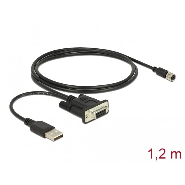 Navilock Connection Cable M8 female waterproof > DB9 female RS-232 1.2 m