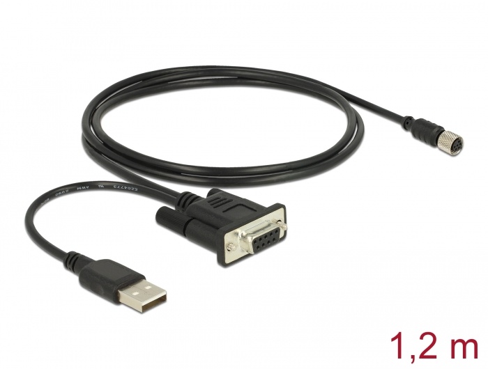 Navilock Connection Cable M8 female waterproof>DB9 female RS-232 1.2 m |