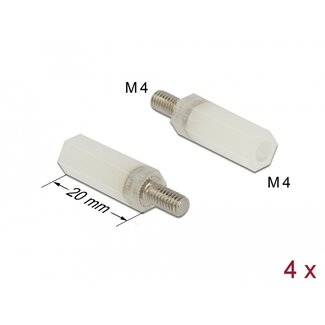 DeLOCK Delock Standoff M4 x M4, hexagon, inside / outside, 20 mm natural 4 pcs
