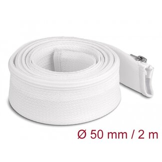 DeLOCK Delock Braided Sleeve with zip fastener heat-resistant 2 m x 50 mm white