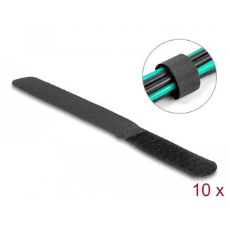 DeLOCK Delock Hook-and-loop cable tie L 180 x W 20 mm black 10 pieces