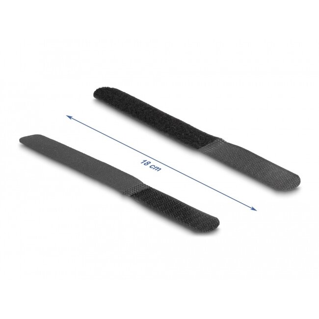 Delock Hook-and-loop cable tie L 180 x W 20 mm black 10 pieces