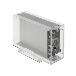 DeLOCK Delock External Dual Enclosure for 2 x 3.5″ SATA HDD with USB Type-C™ female transparent - tool free