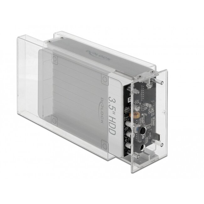 Delock External Dual Enclosure for 2 x 3.5″ SATA HDD with USB Type-C™ female transparent - tool free