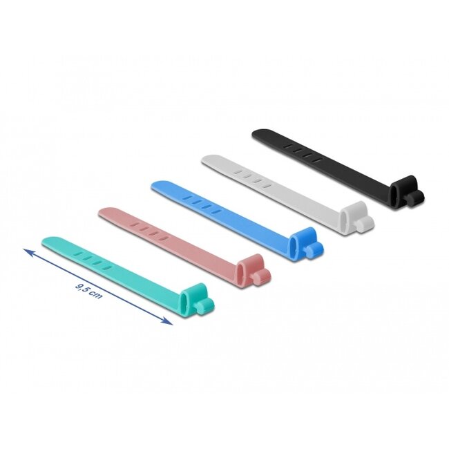 Delock Silicone Cable Ties reusable 10 pieces assorted colors