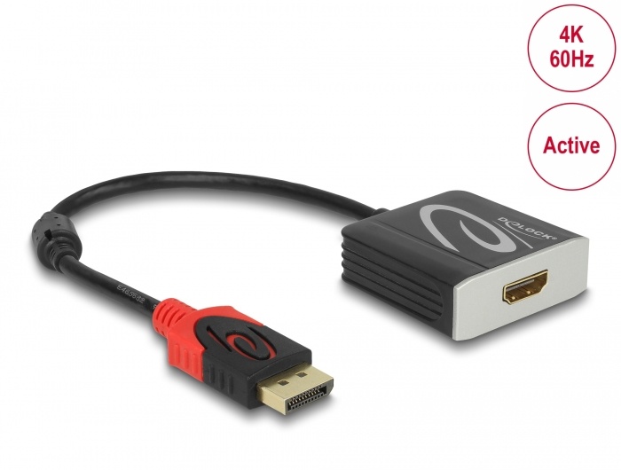 DeLOCK 65207. Lengte snoer: 0,2 m, Aansluiting 1: DisplayPort, Aansluiting 2: HDMI. Aantal per verpakking: 1 stuk(s)