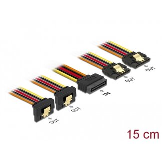 DeLOCK Delock Cable SATA 15 pin power plug with latching function > SATA 15 pin power receptacle 2 x straight / 2 x down 15 cm